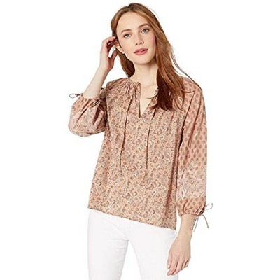

Женский топ Vivienne с принтом Lucky Brand, светло-коричневый, маленький размер, Tan multi