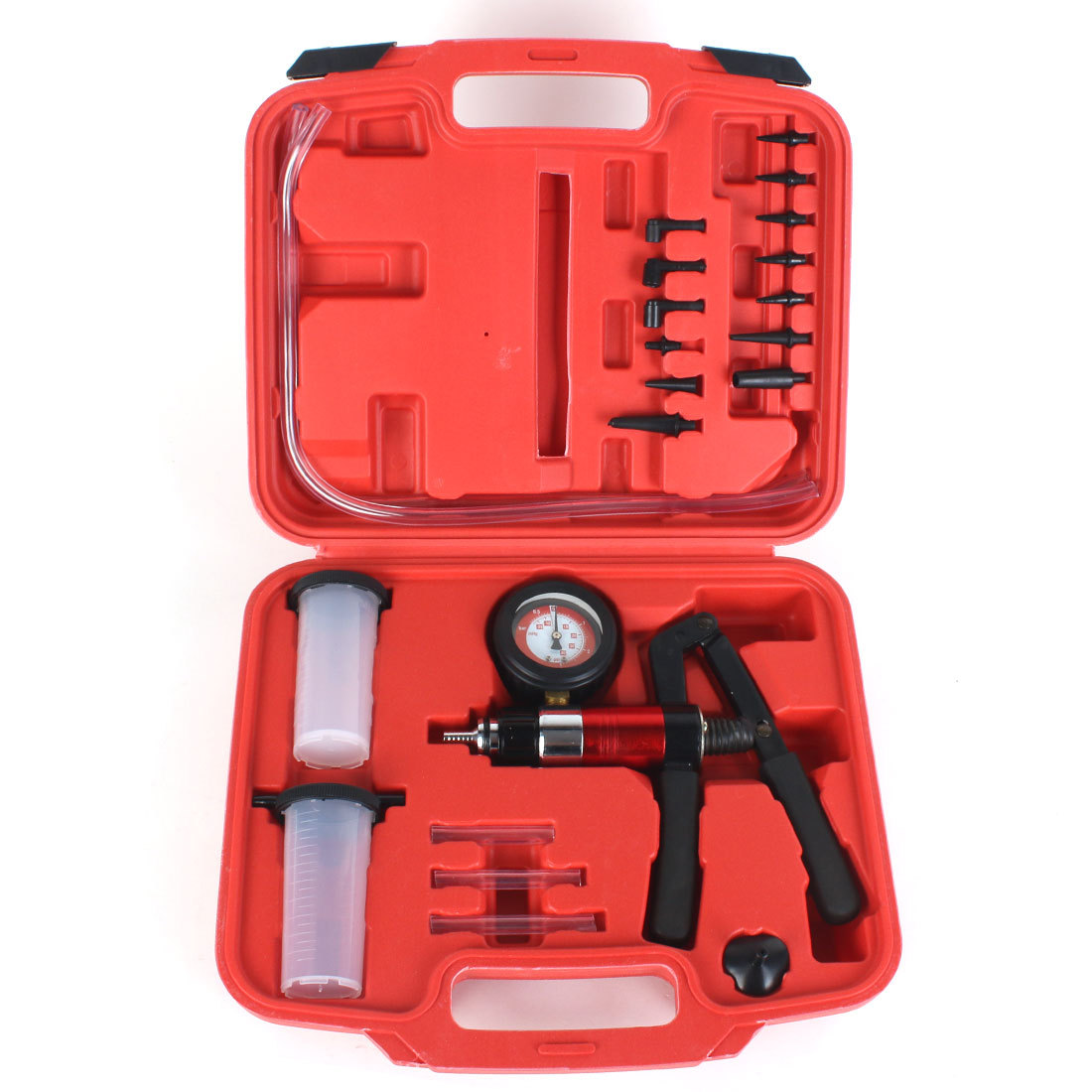 21pcs Hand Held Vacuum Pressure Pump Tester Kit Brake Fluid Bleeder