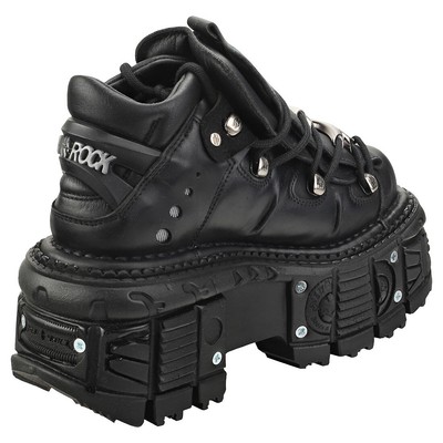 Pre-owned New Rock Rock M-tank106-c2 Unisex Platform Shoes In Black - 11 Us