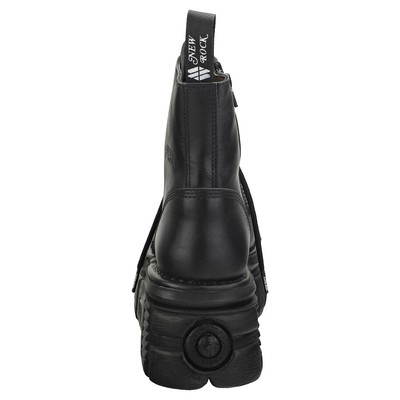 NEW ROCK ROCK COMBAT BOOTS UNISEX PLATFORM BOOTS IN BLACK - 8 US