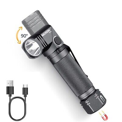 Nicron 1300 Lumens Twist 90° Rechargeable Magnetic Tactical LED Flashlight Torch