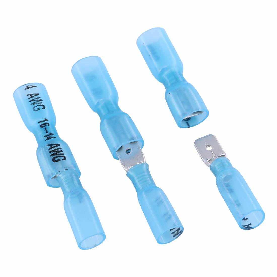 100PCS 1614AWG Waterproof Female/Male Spade Wire Connector Crimp