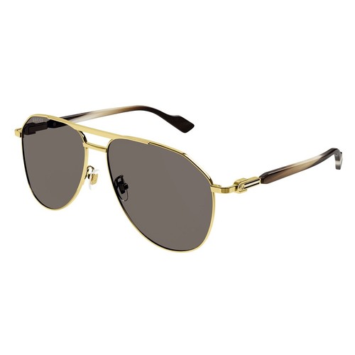 Pre-owned Gucci Gg1220s 002 Gold/brown 59-14-145 Sunglasses