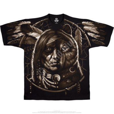 NATIVE AMERICAN-DREAM SPIRIT-2 SiDeD-T-SHIRT S-M-L-XL-XXL  Wolf,Eagle