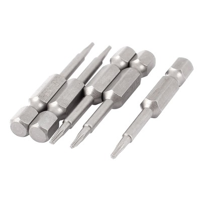 5pcs 1/4'' Hex Shank T6 Magnetic Torx Screwdriver Bits 50mm Length