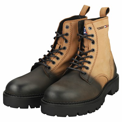 TOMMY JEANS TOMMY JEANS LACE UP BRUSHED HERREN CRACKED EARTH BLACK STIEFEL KLASSISCH - 45 EU