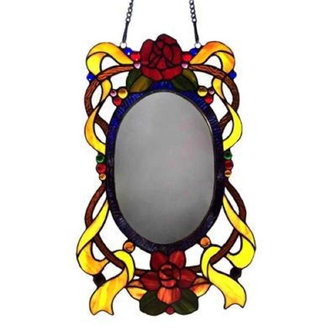 Tiffany Style English Country Stained Glass Window Panels Mirror