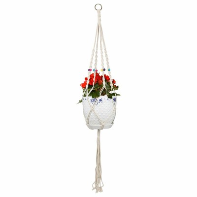 Plant Hanger Set Of 2 43Inch Handmade Cotton Rope Hanging Planters Macrame By