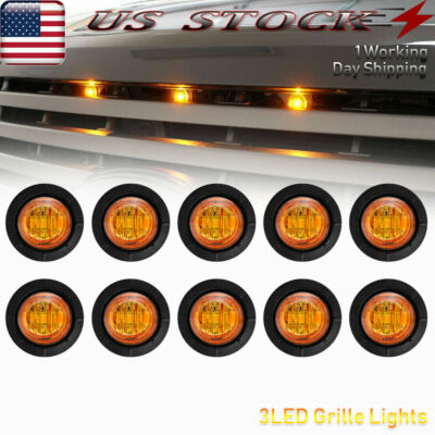 10x Universal Round 3/4'' Raptor Style Bumper Amber LED Grille Lights