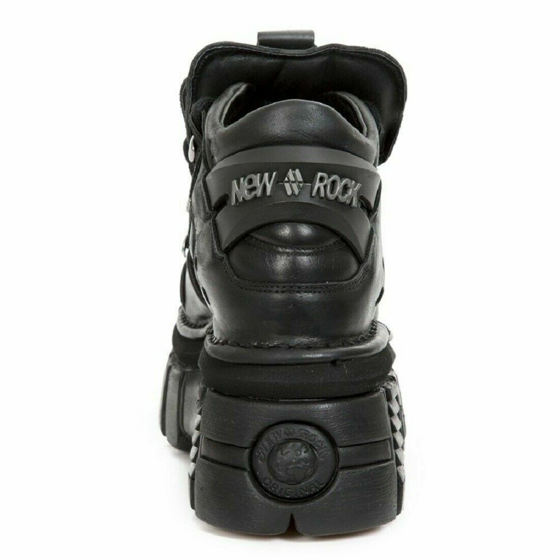 Pre-owned Rock M.106-s29 Boots Tower Shoes Metallic Black Leather Biker Gothic