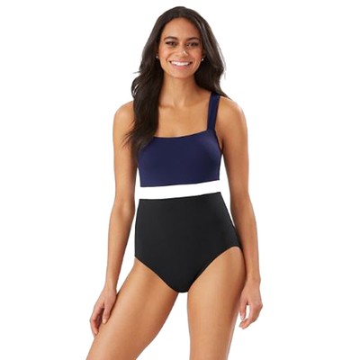 

Цельный купальник Tommy Bahama Island Cays с квадратным вырезом и цветными блоками, черный,  лет