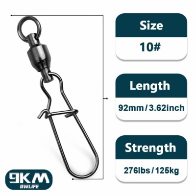 20~100Pcs Ball Bearing Snap Swivels with Crane Duo Lock Snap Tackle 22LB~276LB