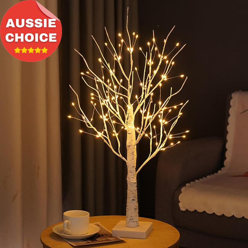 2FT Lighted Birch Christmas Tree Battery Powered 144 LED Warm White Fairy Decor