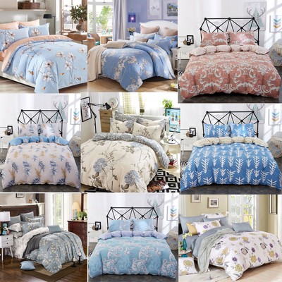 Floral Duvet Cover Pillow Case Quilt Cover Bedding Set Single Double King Queen