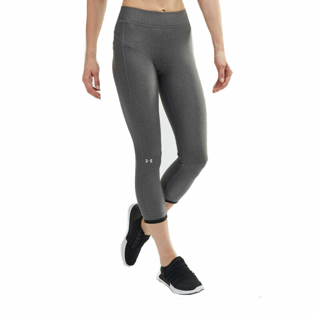 NWT $45 Under Armour UA HeatGear Grey Ankle Cropped Leggings