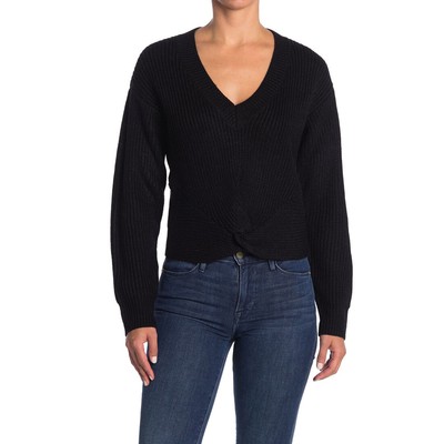 

Женский свитер Wayf с университетским узлом спереди, черный, средний