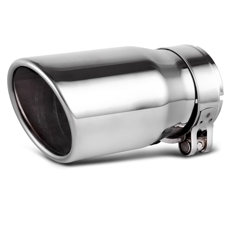 2pcs Car Truck 2.5" Inlet 3" Outlet 6" Long Exhaust Tips W/Clamp Stainless Steel