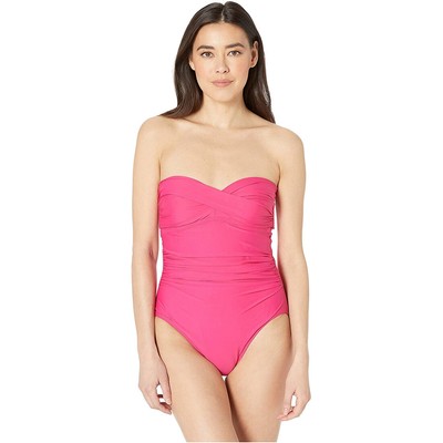 Женское цельнокроеное платье-бандо Athena Womens Solid Twist, розовое, 14