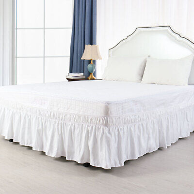 Bed Skirt Polyester Wrap Around Dust Ruffle 15 Inch Drop Elastic Bedding Bed