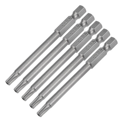 5Pcs 1/4'' Hex Shank T25 Magnetic Security Torx Screwdriver Bits 75mm