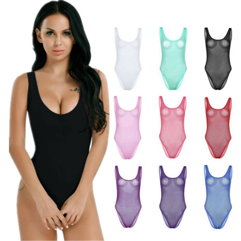 Women Sheer Mesh Lingerie Halter Babydoll Bodysuit Extreme