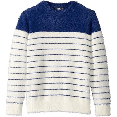 Свитер из искусственного мохера для девочек Toobydoo, темно-синий в белую полоску, 3 Т