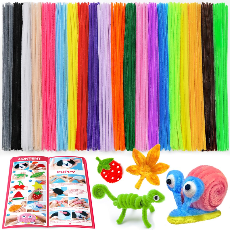 200Pcs Multicolor Pipe Cleaners, 20 Colors Chenille Stems for DIY Crafts & Art P