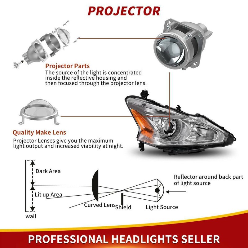 Headlights Assembly for 20132015 Nissan Altima Sedan Chrome Headlamp