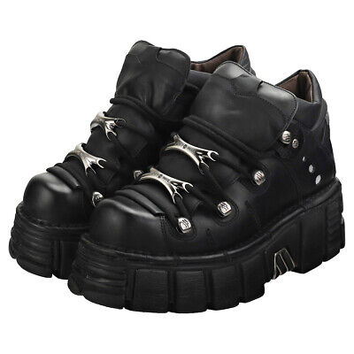 Pre-owned New Rock Rock M106n-s6 Unisex Black Platform Shoes - 6 Us