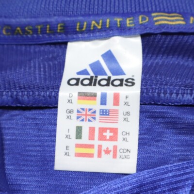 VTG Adidas Newcastle United Satin Solid V-Neck Jersey Blue Men's XL