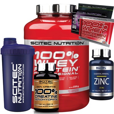 Scitec Nutrition 100 Whey Protein Professional 2350g Eiweiss Zink Creatin Shaker