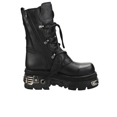 NEW ROCK ROCK REACTOR HALF BOOTS UNISEX BLACK PLATFORM BOOTS - 4 UK