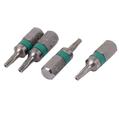 T8 Hex Shank Magnetic Torx Security Screwdriver Bit Gray 4pcs