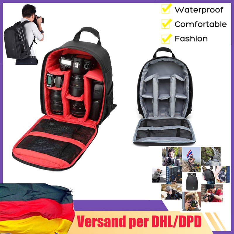 Universal Kameratasche Fototasche SLR DSLR Rucksack Für Canon Nikon Tasche DE
