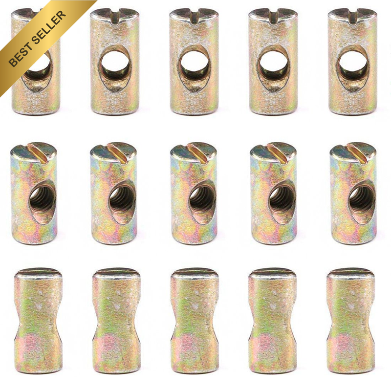 20-Pcs M6 Pozidriv Slotted Barrel Nuts Cross Dowels Slotted Nuts for Furniture B