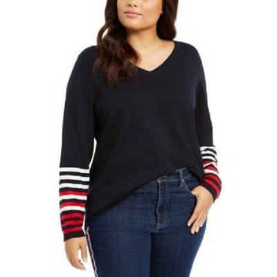 

Свитер в полоску Tommy Hilfiger с v-образным вырезом, темно-синий, Navy