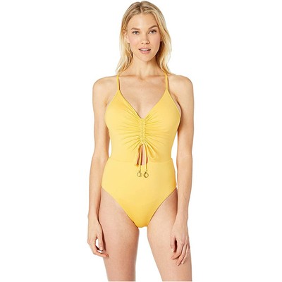 

Soluna Swim Under The Sun Цельный комбинезон со сборками спереди, желтый, маленький, Sunshine