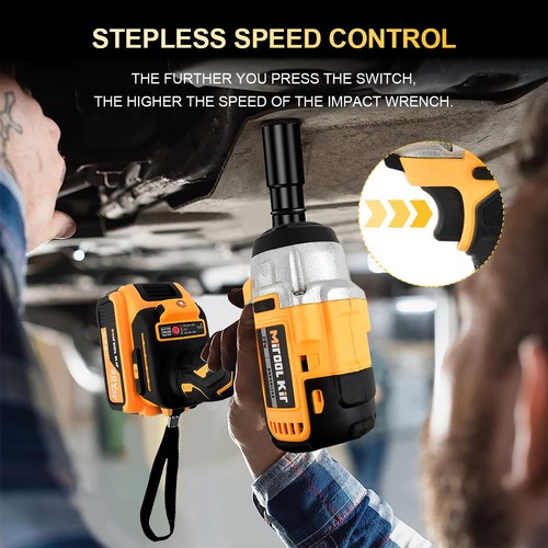 Cordless Impact Wrench 1/2" 600Nm High Torque Brushless Drill W/Li-ion Battery