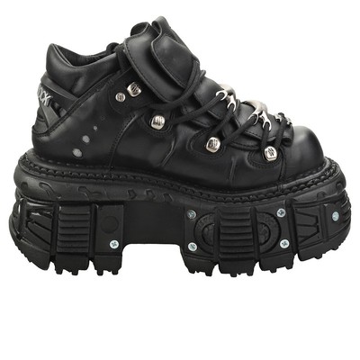 Pre-owned New Rock Rock M-tank106-c2 Unisex Platform Shoes In Black - 11 Us