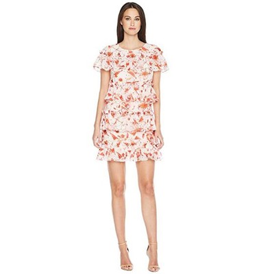 Подиумное платье с цветочным принтом Badgley Mischka Красное Multi 8