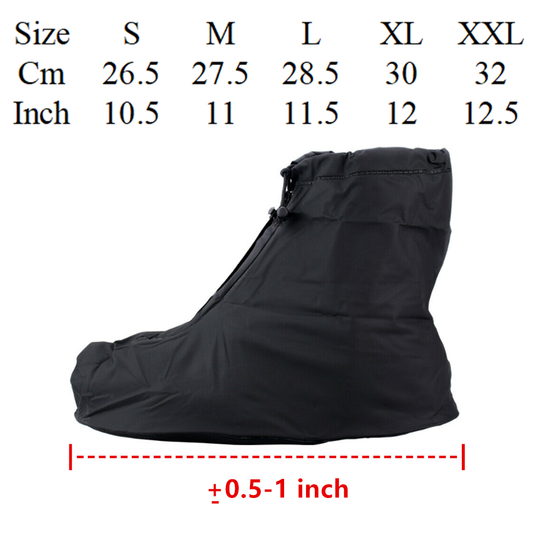Men's Unisex Reusable Black Rain Boots Waterproof Anti-slip Rain Shoes Cover