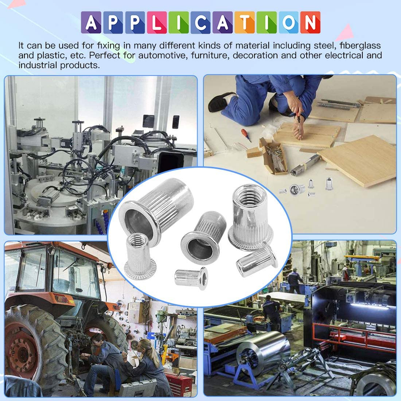 Glarks 50Pcs M6  304  Stainless Steel Threaded Rivetnut Set