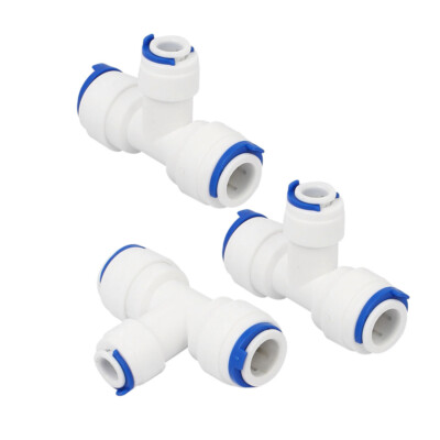 3pcs 3/8''x3/8''x1/4'' T Shaped 3 Way Tube Quick Push in Connector