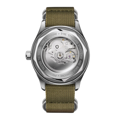 Pre-owned Undone Basecamp Cali Vintage Automatic Steel Black Fabric Green Men's Watch