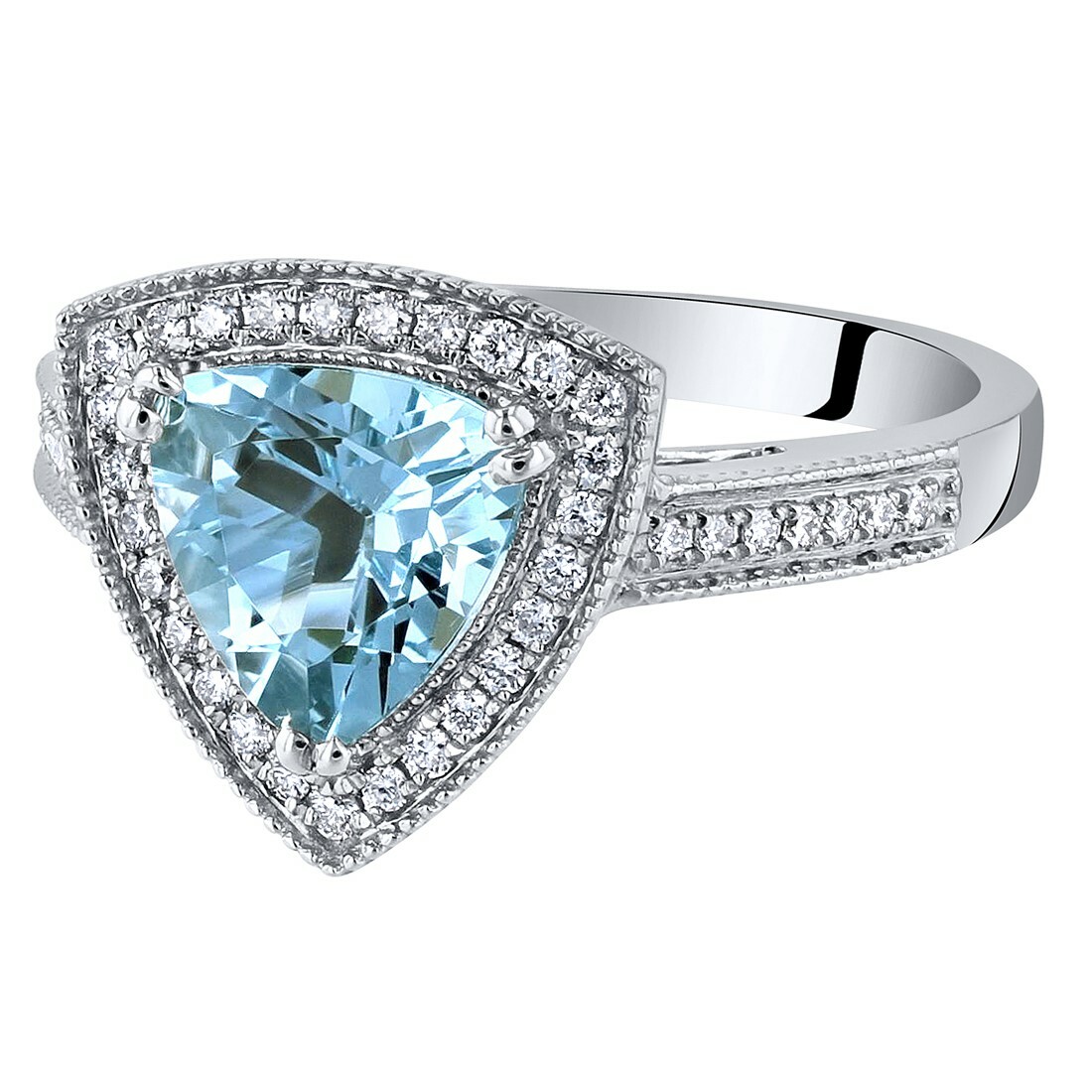 IGI Certified Aquamarine Diamond 14K White Gold Ring 1.70 Carats ...