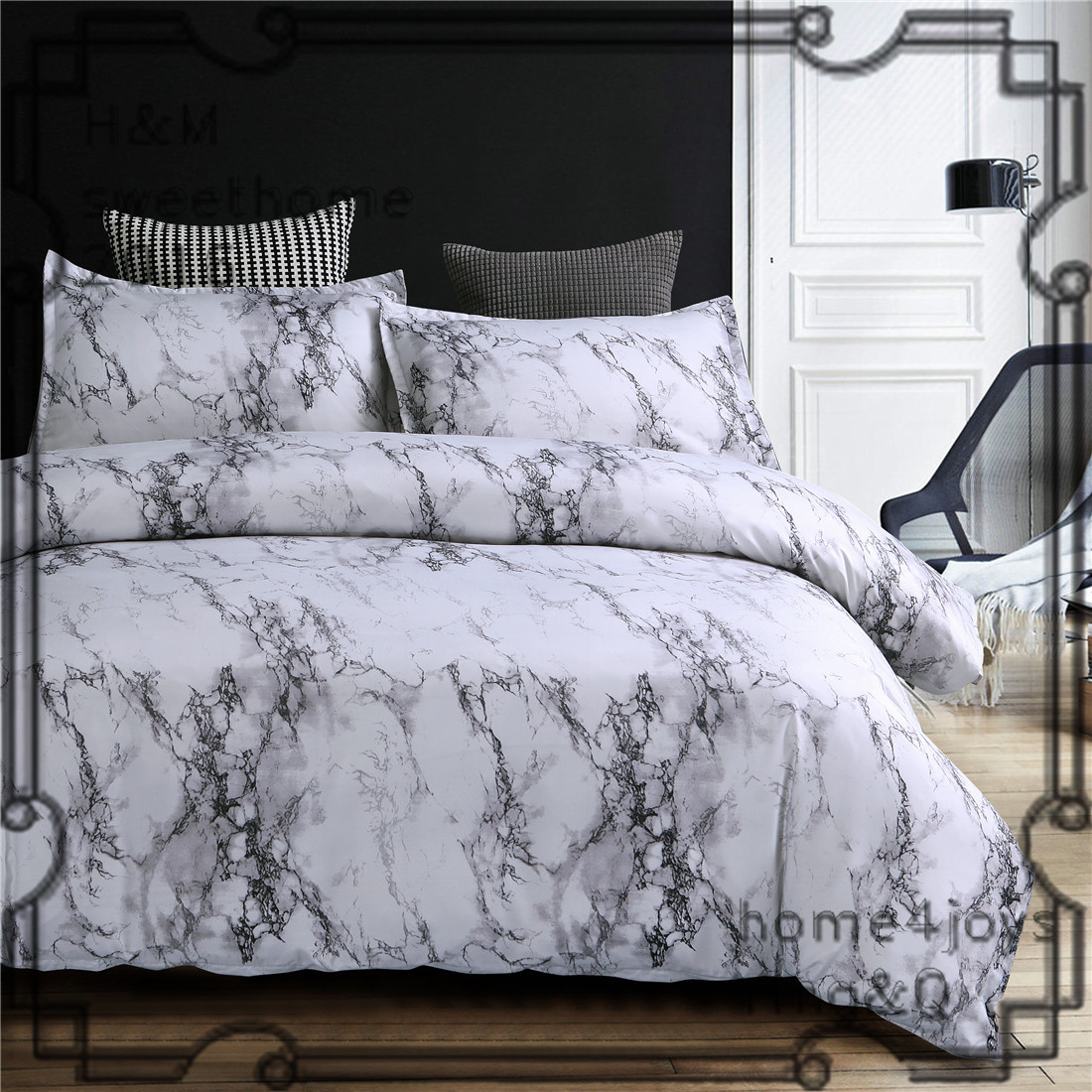 Sisher Watercolor Bedding Comforter Sets Queen Size Marble