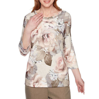 

Alfred Dunner Boardroom Bold Roses Вязаный топ с вышивкой, разноцветный, Multi