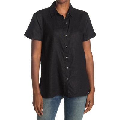 

Tommy Bahama Coastalina Льняная рубашка с коротким рукавом, черная, маленькая, Черный