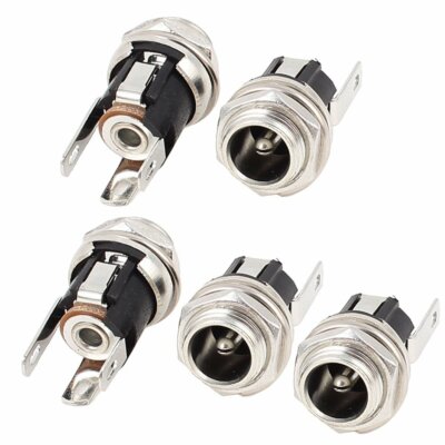 DC Power Supply Metal Jack Socket Female Panel Mount Connector 5.5 x 2.1mm