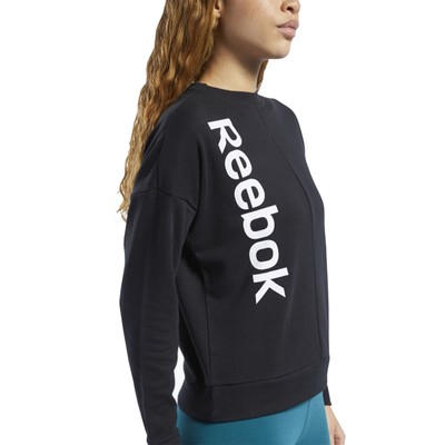

Женская толстовка с линейным логотипом Reebok Training Essentials, черная, маленькая, Черный